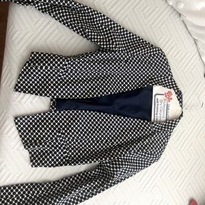 Polka dot navy blue/off white blazer (M)